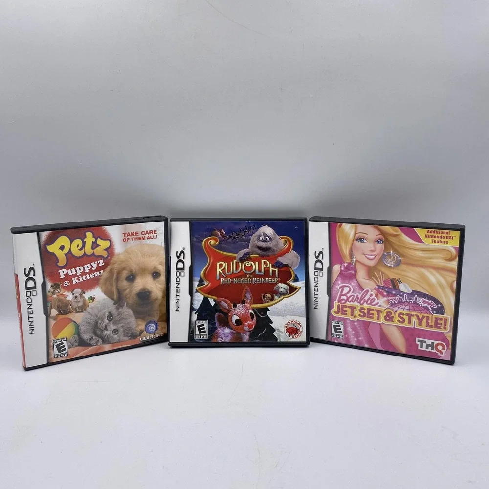 Nintendo DS Game Lot (3) Barbie Jet Set & Style Petz Puppyz & Kittenz Rudolph
